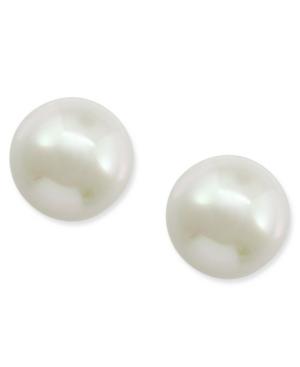 Majorica 18k Gold Earrings, White Organic Man-made Pearl (8mm) Stud