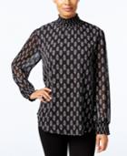Ny Collection Printed Mock-neck Top