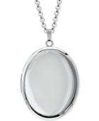 Polished Oval Double Frame 30 Pendant Necklace In Sterling Silver