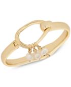 Lucky Brand Gold-tone Imitation Pearl Dangle Bangle Bracelet