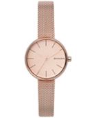 Skagen Women's Signature Rose Gold-tone Stainless Steel Mesh Bracelet Watch 30mm Skw2618