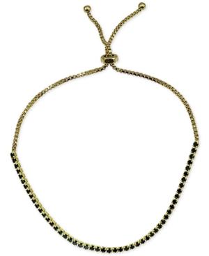 Giani Bernini Black Cubic Zirconia Slider Bracelet In 18k Gold-plated Sterling Silver, Only At Macy's
