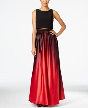 Betsy & Adam Petite Ombre Illusion Popover Gown