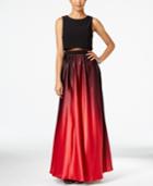 Betsy & Adam Petite Ombre Illusion Popover Gown
