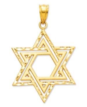 14k Gold Charm, Cut-out Star Of David Charm