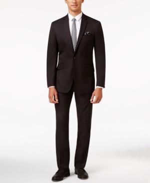Kenneth Cole Reaction Men's Slim-fit Burgundy Pindot Suit