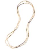 Carolee Gold-tone Multi-bead Neutral-palette Long Length Necklace