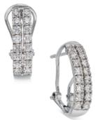 Diamond Two-row Hoop Earrings (1 Ct. T.w.) In 14k White Gold