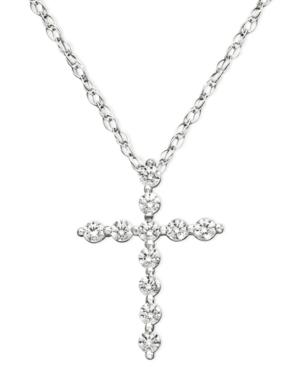 Diamond Necklace, 14k White Gold Diamond Certified Near Colorless Cross Pendant (1/4 Ct. T.w.)