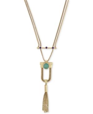 Bcbgeneration Gold-tone Triple Pendant Tassel Necklace