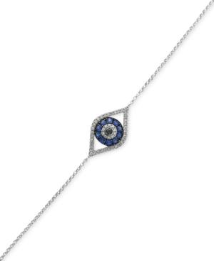 Effy Sapphire (1/4 Ct. T.w.) And Diamond (1/6 Ct. T.w.) Evil-eye Bracelet In 14k White Gold