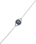 Effy Sapphire (1/4 Ct. T.w.) And Diamond (1/6 Ct. T.w.) Evil-eye Bracelet In 14k White Gold