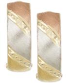 Tri-tone Hoop Earrings In 14k Gold