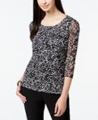 Alfani Printed Tiered-mesh Top, Only At Macy's
