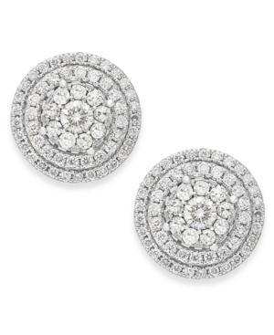Diamond Cluster Stud Earrings In 14k White Gold (1-1/2 Ct. T.w.)