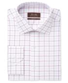Tasso Elba Men's Classic/regular Fit Non-iron Mulberry White Windowpane Dress Shirt, Created For Macy's