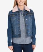 Tommy Hilfiger Faux-fur Collar Denim Jacket, Created For Macy's