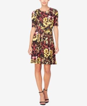 Catherine Catherine Malandrino Printed Pleated Fit & Flare Dress