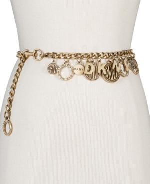 Dkny Token Logo Charm Chain Belt, Created For Macy's