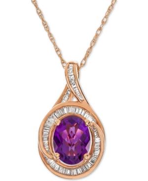 Amethyst (1-5/8 Ct. T.w.) & Diamond (1/2 Ct. T.w.) 17 Pendant Necklace In 14k Rose Gold