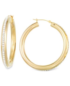 Signatuare Gold Crystal Hoop Earrings In 14k Gold Over Resin