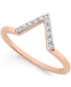 Diamond V Ring (1/10 Ct. T.w.) In Sterling Silver Or 18k Gold-plated Sterling Silver