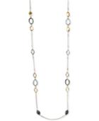 Nine West Tri-tone Long Stone Accented Statement Necklace
