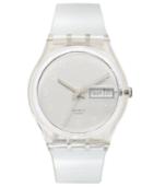 Swatch Watch, Unisex Swiss Snowcovered Shiny White Plastic Strap 34mm Gk733