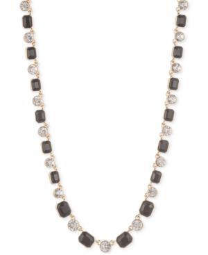 Anne Klein Silver-tone Stone And Crystal Necklace