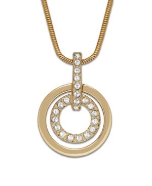 Swarovski Necklace, Gold-tone Double Circle Crystal Pendant