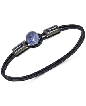 Swarovski Men's Black Cord Blue Stone Effect Bracelet