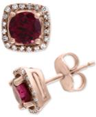 Effy Rhodolite (1-1/5 Ct. T.w.) & Diamond (1/8 Ct. T.w.) Stud Earrings In 14k Rose Gold