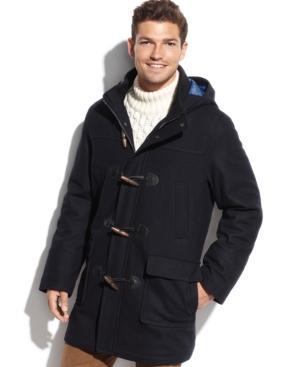 Tommy Hilfiger Toggle Navy Solid Hooded Overcoat