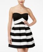 B Darlin Juniors' Striped Strapless Fit & Flare Dress