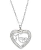 Diamond Necklace, Sterling Silver Diamond Nana Heart Pendant (1/10 Ct. T.w.)
