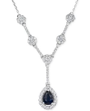 Sapphire (1/2 Ct. T.w.) & Diamond (5/8 Ct. T.w.) Lariat Necklace In 14k White Gold