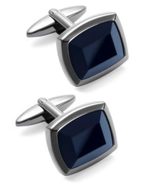 Sutton By Rhona Sutton Men's Stainless Steel And Jet Stone Cuff Links