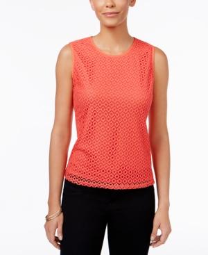 Kasper Petite Crochet-overlay Shell