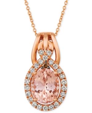 Le Vian Morganite (1-3/4 Ct. T.w.) & Diamond (3/8 Ct. T.w.) 18 Pendant Necklace In 14k Rose Gold