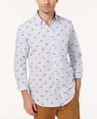 Club Room Men's Pinstriped Bear-print Shirt, Created For Macy's