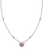 Nina Rose Gold-tone Crystal Halo Pendant Necklace
