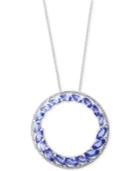 Tanzanite Royale By Effy Tanzanite (2-7/8 And Diamond (1/6 Ct. T.w.) Circle Pendant Necklace In 14k White Gold