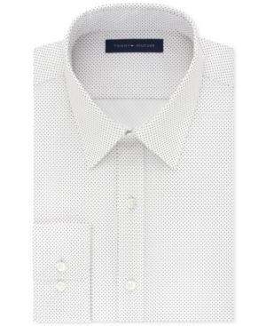 Tommy Hilfiger Men's Athletic Fit Flex Collar Performance Blue Dot Dress Shirt, Only At Macy's