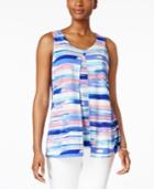 Charter Club Striped Split-front Top, Only At Macy's