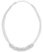 Multi-chain Link Statement Necklace In Sterling Silver