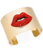 Thalia Sodi Gold-tone Red Crystal Lips Cuff Bracelet, Created For Macy's