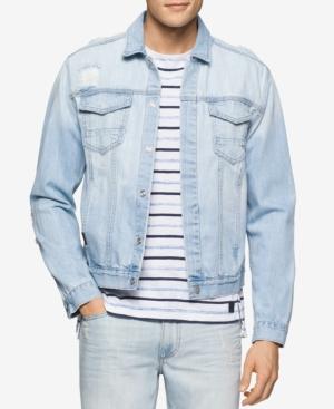 Calvin Klein Jeans Men's Bleached Ripped Denim Jacket