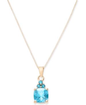 Blue Topaz 18 Pendant Necklace (1-9/10 Ct. T.w.) In 14k Gold