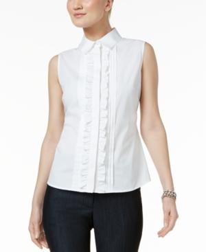 Tommy Hilfiger Cotton Sleeveless Ruffled Shirt