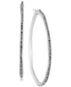 Lucky Brand Silver-tone Black Pave Hoop Earrings